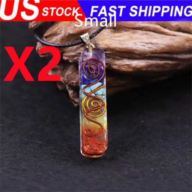 7 Chakra Natural Stone Orgone Pendant Orgonite Unisex Healing Reiki Necklace