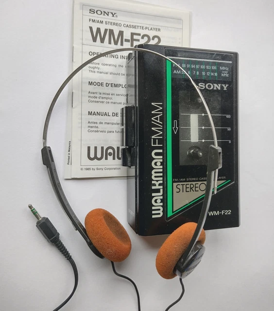 SONY WALKMAN WM-F22 AM/FM stereo radio cassette player headphones ...
