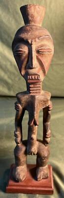 Old Vintage African Bassa Tribe Tribal Art Wood Carving Statue Woman Nude Africa