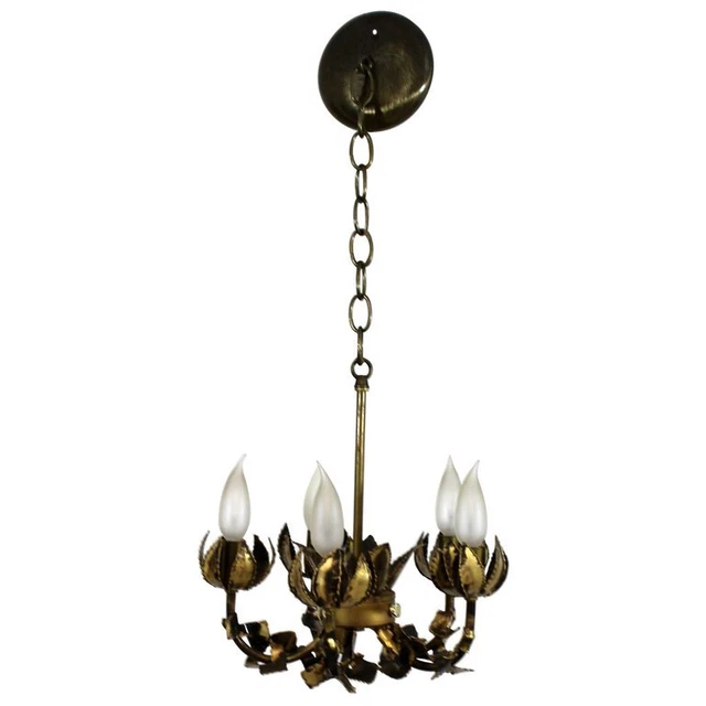 Mid Century Modern Tom Greene Brutalist Brass Chandelier 1960s