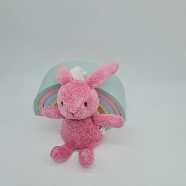 50- Petite Peluche Lapin Doudou Et Compagnie Rose Grelot Hochet Scratch Neuf