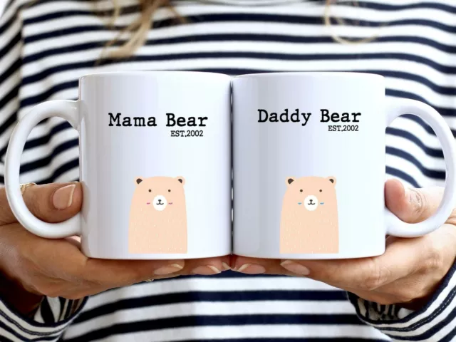 Mummy And Daddy Bear Mug Gift Baby Shower Fathers Day Mothers Day