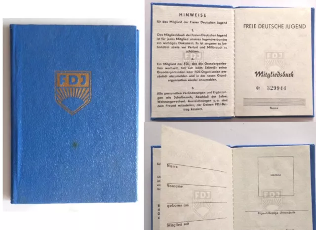 DDR blanko FDJ Ausweis / MB East german GDR Free german Youth ID - member Book