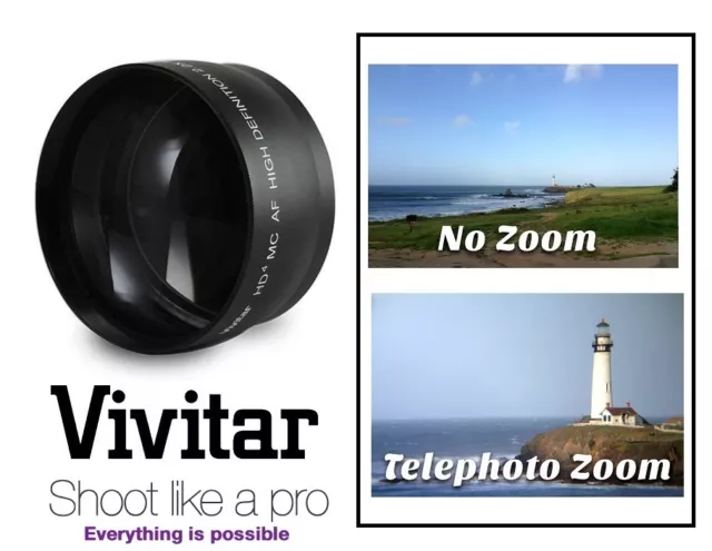 40.5mm Vivitar HD 2.2x Telephoto Lens For Canon Nikon Sony Pentax Samsung