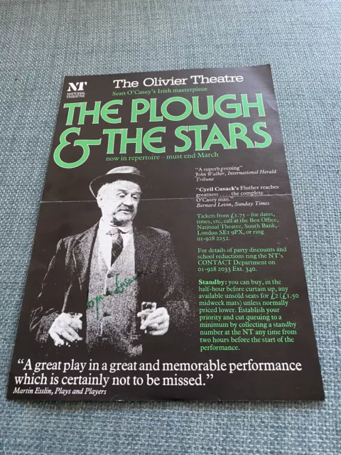 Cyril Cusack SIGNED Theatre Poster/Flyer and Note The Plough And The Stars