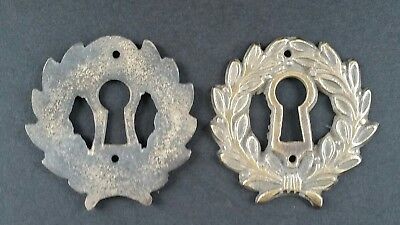 2 Vtg. Antique Style French Eschutcheons Key Hole Cover 2 1/4" jewelry part #E10 3
