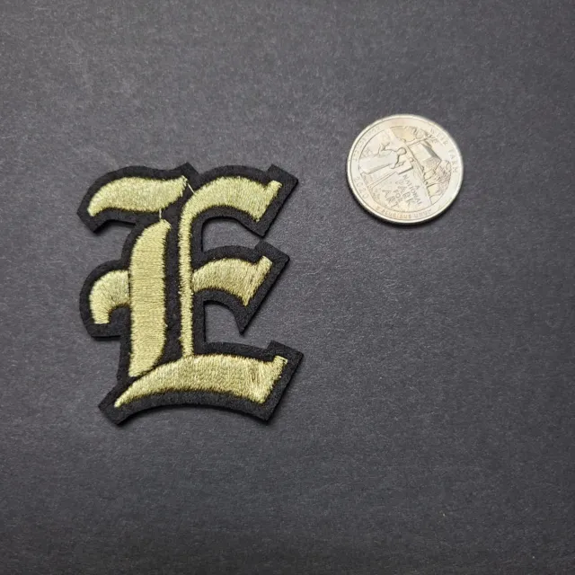 Roman Old English Gothic Letters Patch Black & Gold Iron-On Applique -PICK-