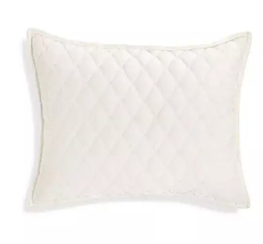 Martha Stewart Collection Diamond Tufted Velvet Quilted Sham, Standard Ivory