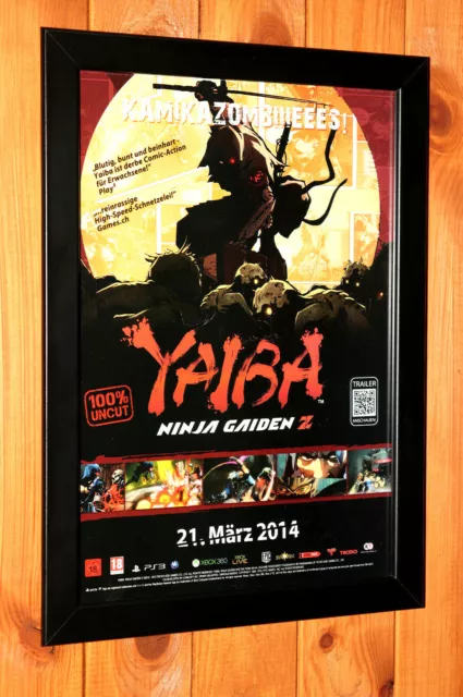 Yaiba Ninja Gaiden Z PS3 Xbox 360 Raro Promoción Pequeño Póster/Página de Anuncio Enmarcada