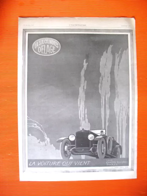 Publicite De Presse Delage Automobile Six Cylindres La Voiture Qui Vient Ad 1919