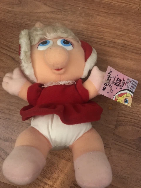 9" McDonald's Jim Henson BABY MISS PIGGY Plush Stuffed Animal Christmas With Tag