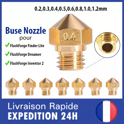 Buse laiton nozzle pour FlashForge Finder Lite, Dreamer, Inventor2 imprimante 3D