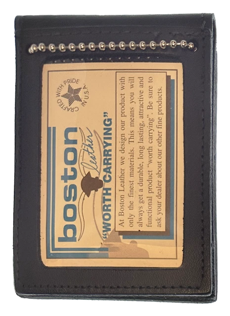 BOSTON LEATHER DOUBLE ID HOLDER NECK CHAIN: Double Sided (5982)