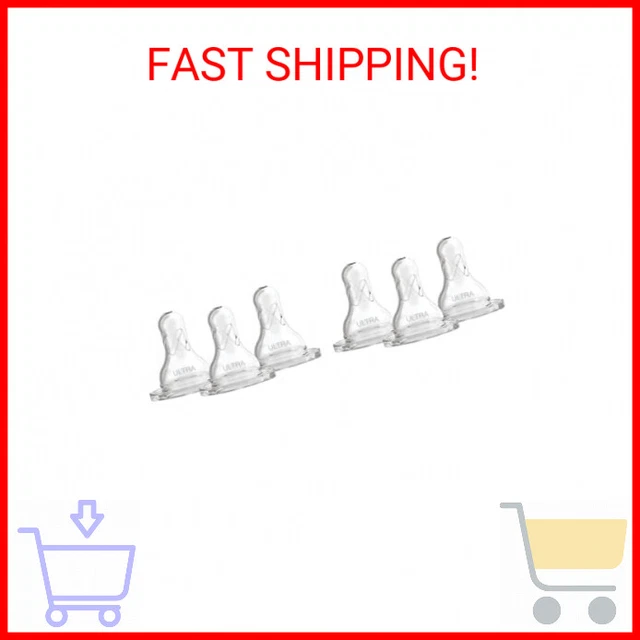 Ultra-Preemie Baby Bottle Nipple - Dr. Brown's Super Slow Flow - Pack of 6