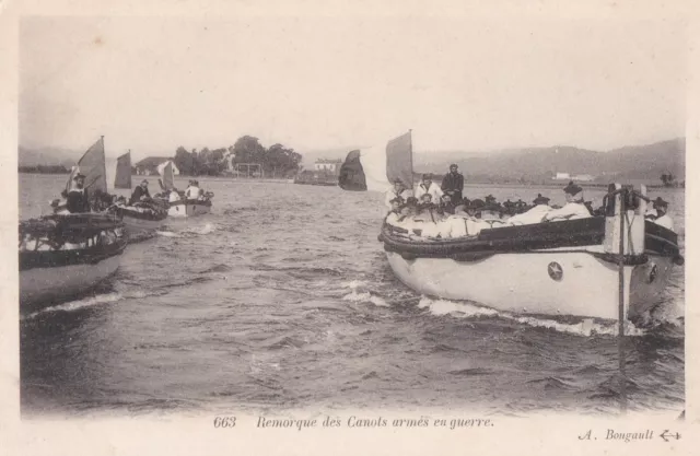 CPA 83 VAR TOULON MARINE Marins dans Remorque des Canots armés en guerre 1900