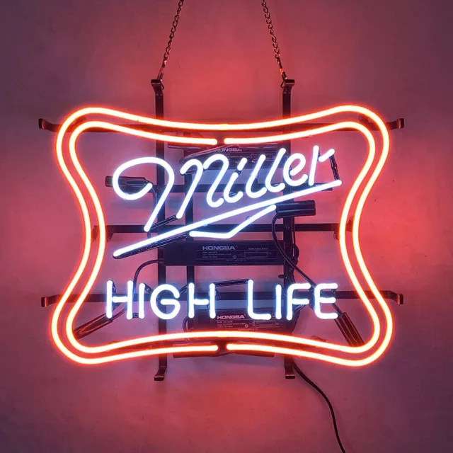 Neon Light Sign Lamp For Miller Lite Beer 20"x16" Miller High Life Bar Open Club