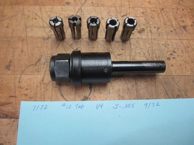 Kennametal Erickson 325006019 DA200 1/2" shank floating reamer chuck + 5 collets