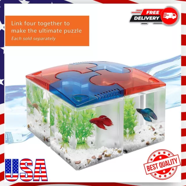 Aqueon Red & Blue Puzzle Betta Aquarium Kit Pink & Purple Betta Fish Tank
