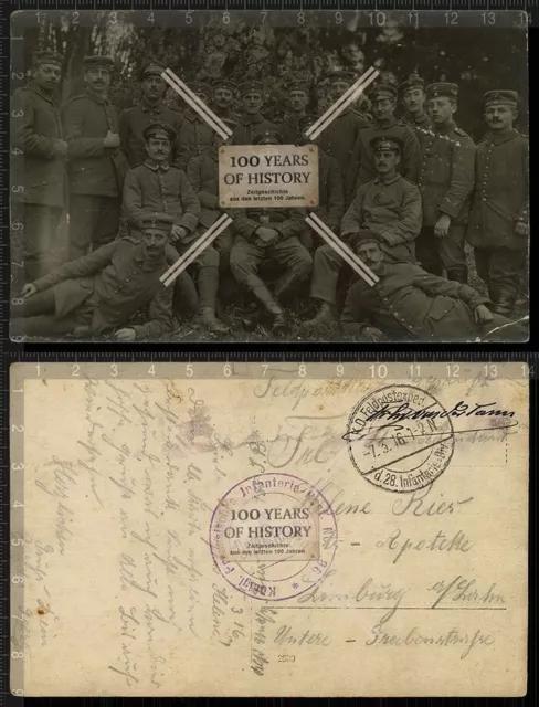Orig. Foto AK 1. WK Gruppenbild Soldaten Feldpost gel. 1916