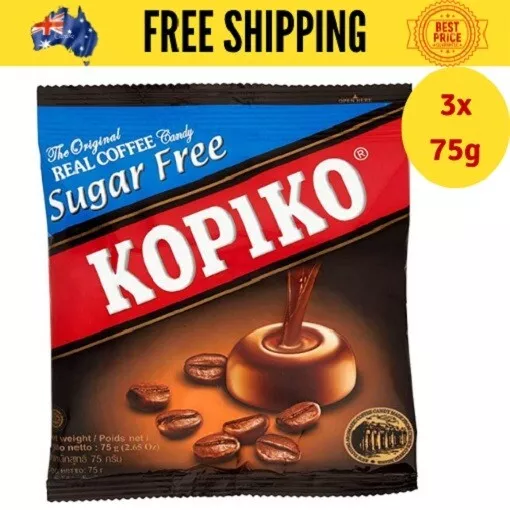 3x Kopiko Sugar Free Coffee Candy, 75 g | FAST FREE SHIPPING