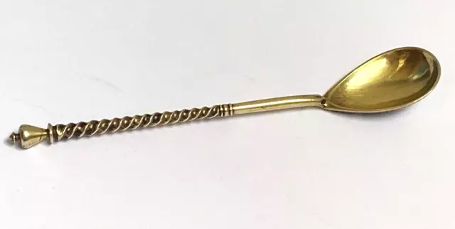 Russian Faberge Silver 84 Twisted Nielo Spoon Gilded AT Moscow Church Author`s