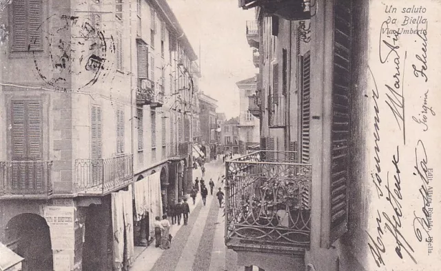 Biella - Via Umberto - fp vg 1912