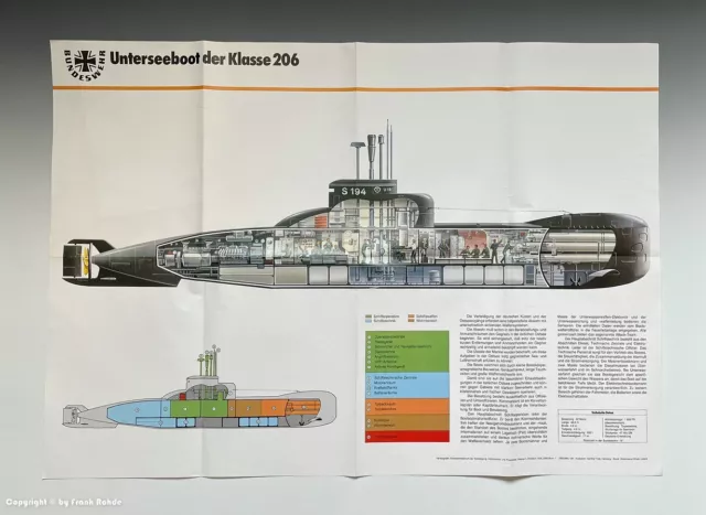 Seltenes Plakat...Poster - BUNDESWEHR Unterseeboot der Klasse 206 - um 1982