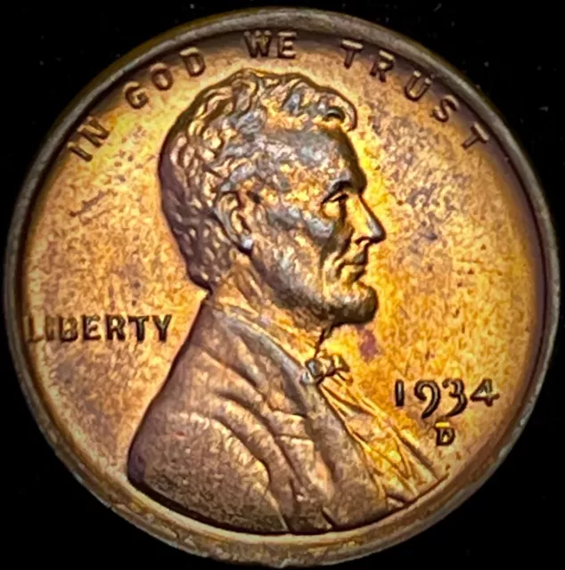 1934-D Lincoln Cent Wheat Penny, Brilliant RED, Superb Gem BU++ RD