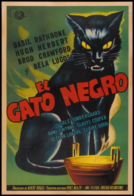 PRINT  VINTAGE poster black cat film movie old painting art film el Gato