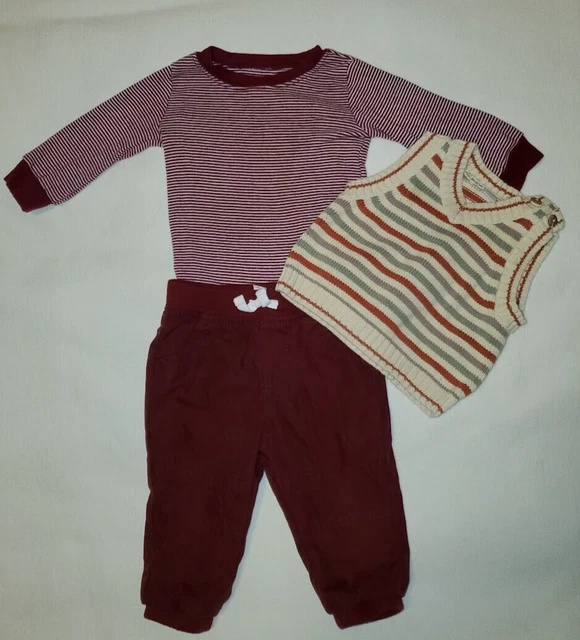 Carter' Boys Outfit Cat and Jack Baby Set Lot of 3 Size  6-9 Months Red