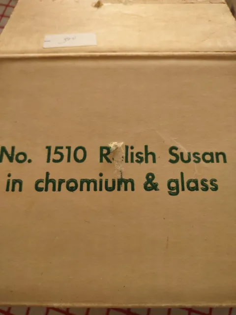 Vintage Milbern MCM 4 Condiment Relish Caddy Lazy Susan Chrome Glass