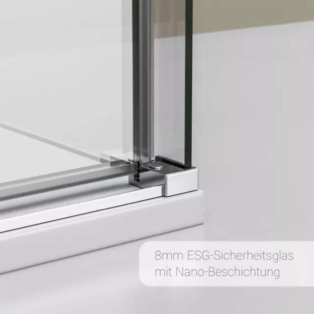 Duschkabine Duschabtrennung Schiebetür NANO ESG- Echtglas Glas 8mm x 1200x 900mm 3