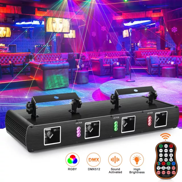 4 Augen Laser Bühnentlicht LED Projektor RGB DMX Strobe Beam DJ Disco KTV Party 2