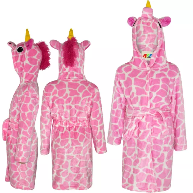 A2Z 4 Kids Super Mou 3D Rose Giraffe Animal Capuche Peignoir Pansement Robe 2-13