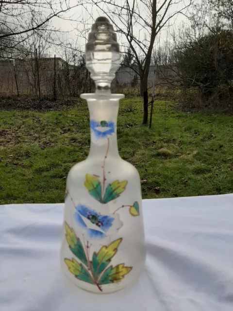 Ancienne Carafe Émaillée Fleurs De Rose De Noël  Legras ?