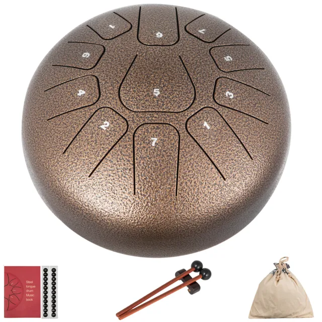 VEVOR Steel Tongue Drum Percussion Instrument 11 Notes 8 Inch Handpan Chestnut