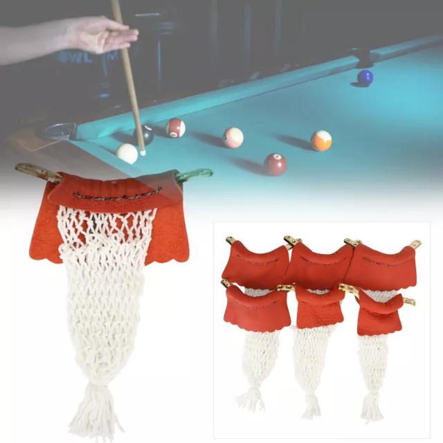 6 Set of Snooker Pocket Nets Billiard Pool Table Pocket Net Leather Pockets Set