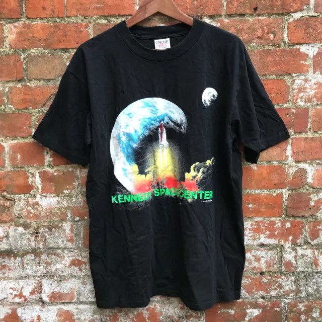 80’s Kennedy Space Centre T Shirt XL Oneita Single Stitch Vintage Black USA