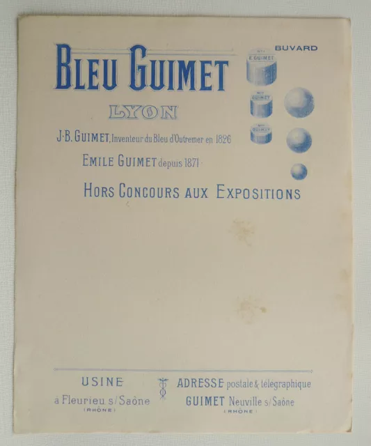 Grand buvard BLEU GUIMET, Lyon - Inventeur du Bleu d'Outremer en 1826