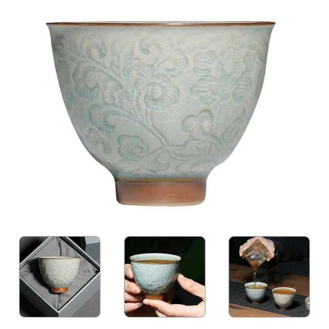 1 Set einfache Teetasse Haushalt antike geprägte Master-Teetasse