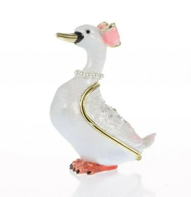 Canard blanc boîte à bijoux fait à la main par Keren Kopal & cristaux
