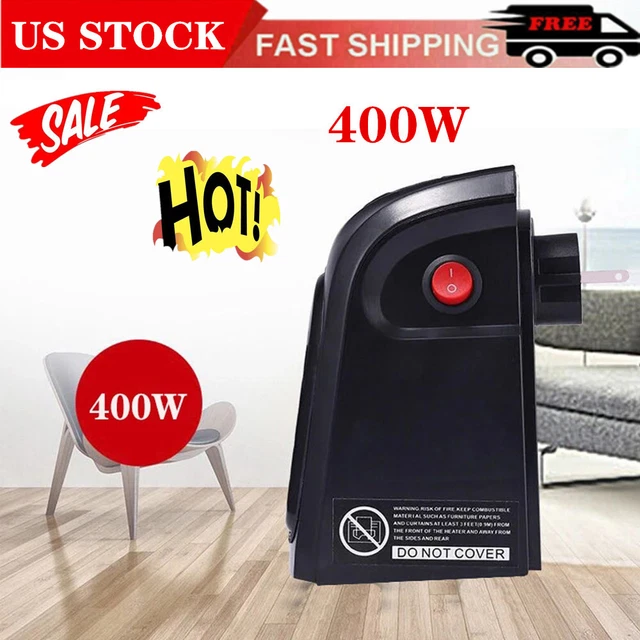 Portable Heater Wall Outlet Plug In Play Heater 400W Timer Digital For office US