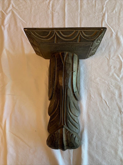 Vintage Carved Wood Architectural Corbel Shelf Three Hands Corp Home Decor Black