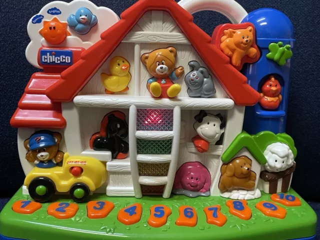 Chicco Interactive Farm Toy Bilingual English Spanish Animals Educational