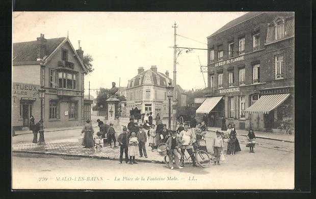 CPA Malo-les-Bains, La Place de la Fontaine Malo