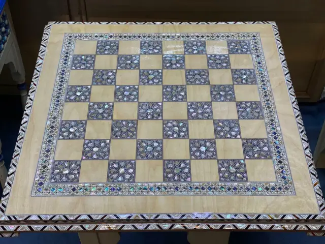 Large Chess Board Inlaid mother of Pearl (24")