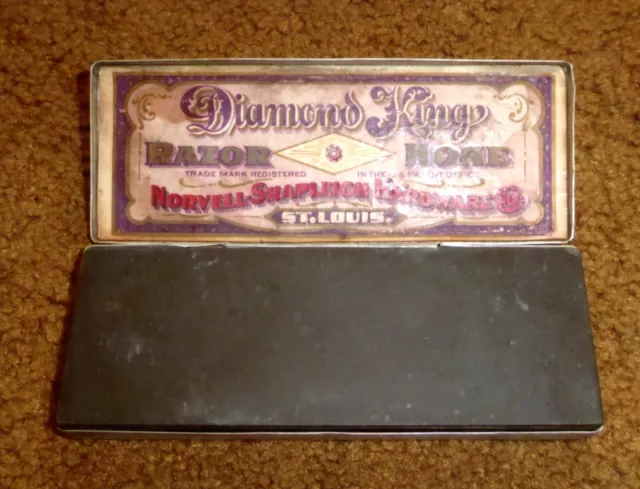 Early 1900’s Diamond King Razor Hone in Original Metal Box