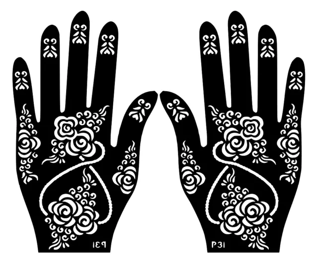 Hand Temporary Tattoo Henna Stencil Sticker Body Art Vinyl Mehndi