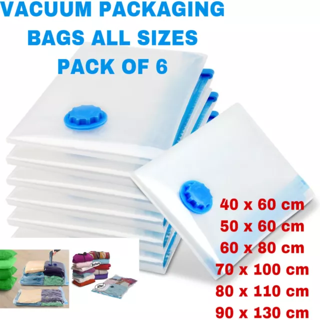 6 x STRONG VACUUM STORAGE SPACE SAVING BAGS VAC BAG SPACE SAVER VACCUM VACUM BAG