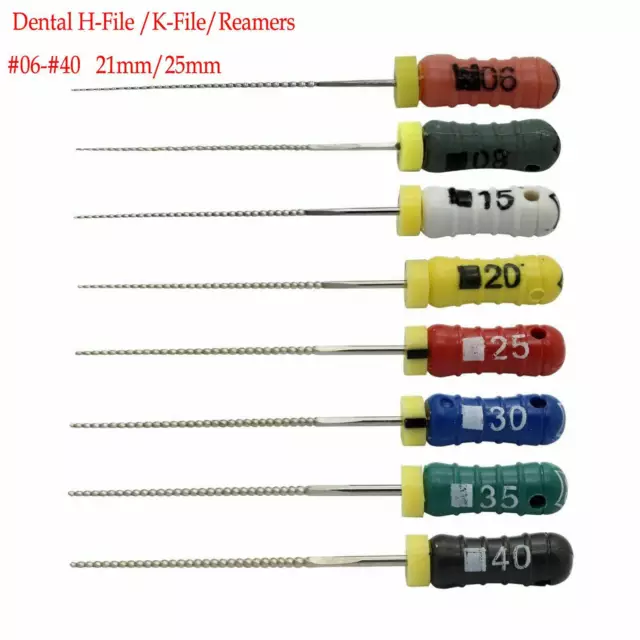 6 Pcs Dental Endodontic Root Canal H/K/R Files Stainless Steel 21/25mm Hand Use